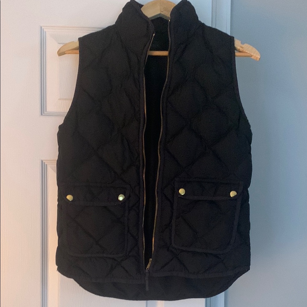 Black Quilted Vest with Gold Accents